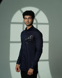 Navy 3D Horse Pocket Square