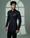 Navy 3D Horse Pocket Square