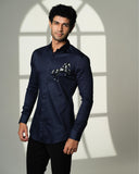 Navy 3D Horse Pocket Square