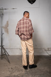 Brown Checked Camp Collar Half Sleeve Shirt