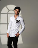 White 3D Phoenix Pocket Square