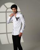 White 3D Phoenix Pocket Square