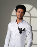 White 3D Phoenix Pocket Square