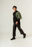 STRIPED LEATHER TROUSER