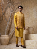 Mustard Embellished Jacket Kurta Set