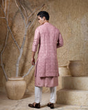 Dusky Pink Long Jacket Kurta Set