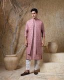 Dusky Pink Long Jacket Kurta Set