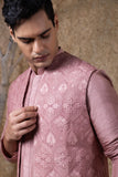 Dusky Pink Long Jacket Kurta Set