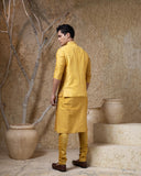 Mustard Handembroidered Jacket Kurta Set