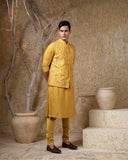 Mustard Handembroidered Jacket Kurta Set