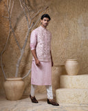 Pink Hand Embroidered Jacket Set