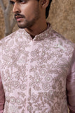 Pink Hand Embroidered Jacket Set