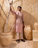 Pink Hand Embroidered Jacket Set