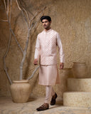 Pink Embellished Jacket Kurta Set