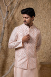 Pink Embellished Jacket Kurta Set