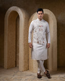 White Embellished Jacket Kurta Set