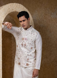 White Embellished Jacket Kurta Set