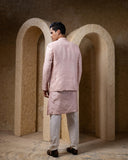 Pink Open Coat With Kurta Set