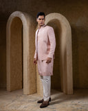 Pink Open Coat With Kurta Set
