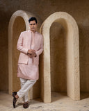 Pink Open Coat With Kurta Set