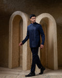 Blue Embroidered Bandhgala Set
