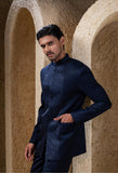 Blue Embroidered Bandhgala Set