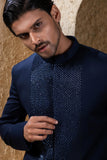 Blue Embroidered Bandhgala Set