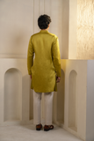 "GOLD MOSS KURTA IVORY TROUSERS"