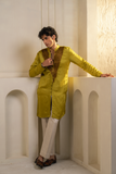 "GOLD MOSS KURTA IVORY TROUSERS"