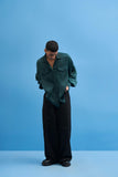 GREEN CRANE-COLLARED SHIRT