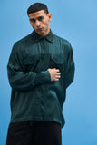 GREEN CRANE-COLLARED SHIRT