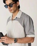 GREY LINEN REFLECTIVE BOWLING SHIRT