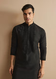 Black embroidered kurta pant set