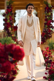 Cream Pearl Sherwani Set