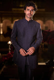 Navy Blue Abstract Sherwani Set