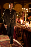 Olive Green Velvet Bandhgala Set