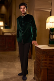 Emerald Green Velvet Bandhgala Set