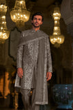 Stone Grey Mirror Work sherwani set
