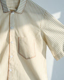 Relaxed Striped Cotton Shirt - Beige