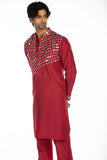 BURGUNDY EMBROIDERED KURTA SET