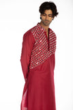 BURGUNDY EMBROIDERED KURTA SET