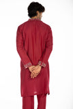 BURGUNDY EMBROIDERED KURTA SET