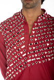 BURGUNDY EMBROIDERED KURTA SET