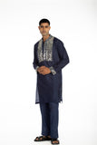 NAVY BLUE EMBROIDERED KURTA SET