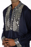 NAVY BLUE EMBROIDERED KURTA SET