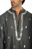 GREY EMBROIDRED KURTA SET