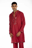 MAROON EMBROIDERED KURTA SET