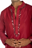 MAROON EMBROIDERED KURTA SET