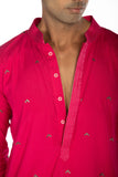 FUSCHIA PINK EMBROIDERED KURTA SET