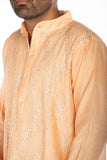 PEACH EMBROIDERED KURTA SET